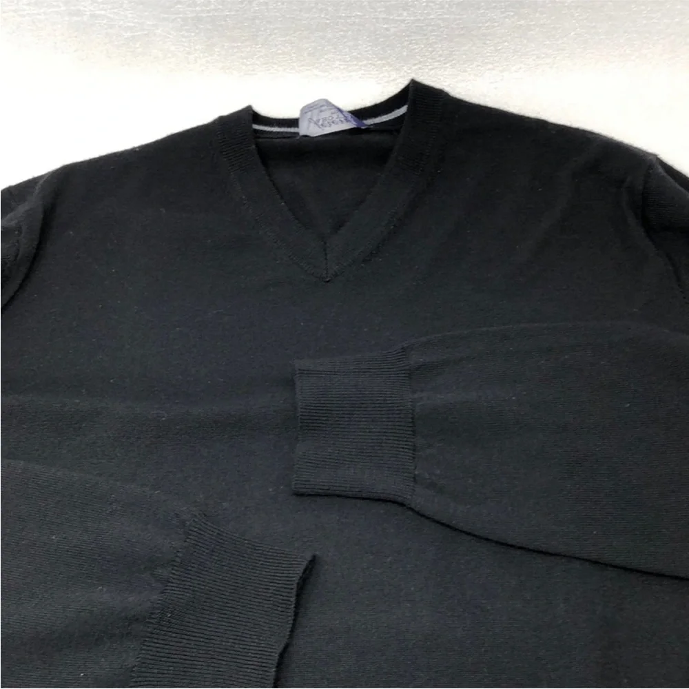 Jermey Argyle NYC Merino Wool Sweater Black V-Neck Long Sleeve Men’s Size XXL